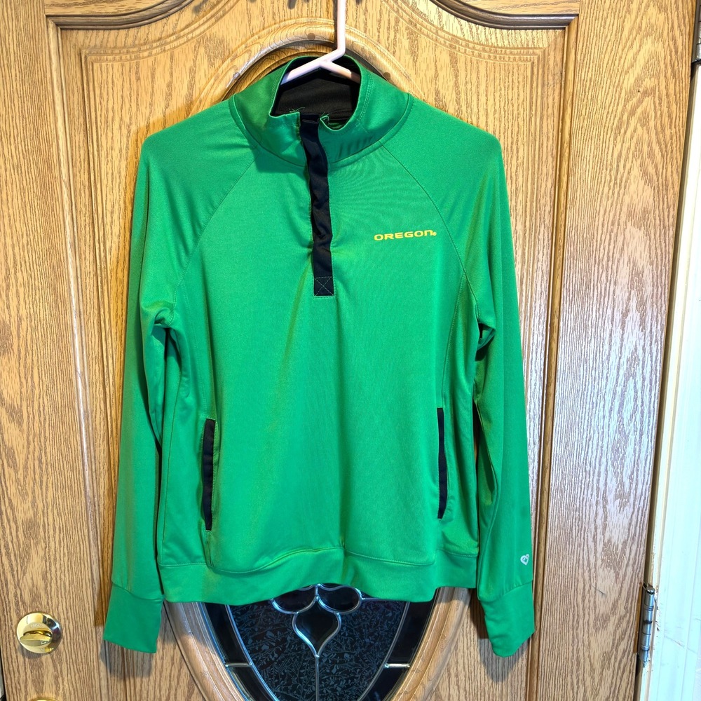 Oregon Ducks‎ Colosseum NCAA Pullover Jacket Womens Medium Green Snap Athletic